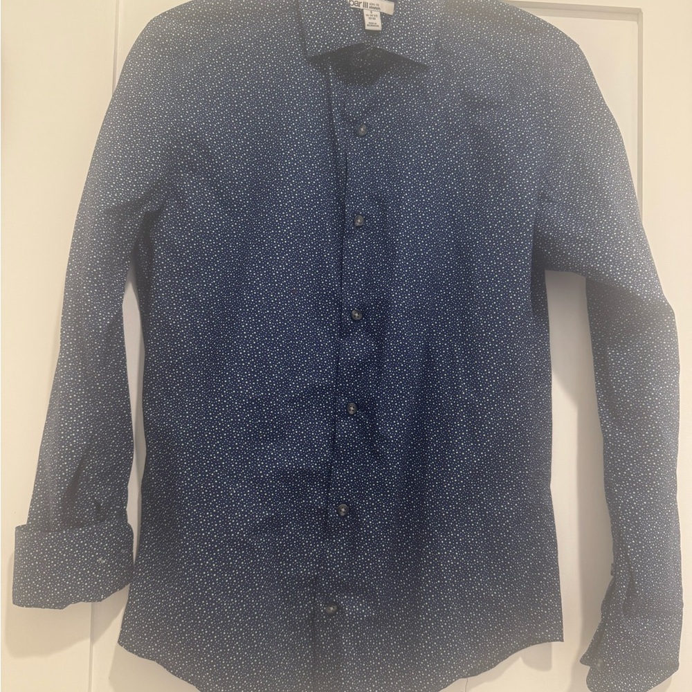 Bar III Navy Polka Dot Button Down Shirt